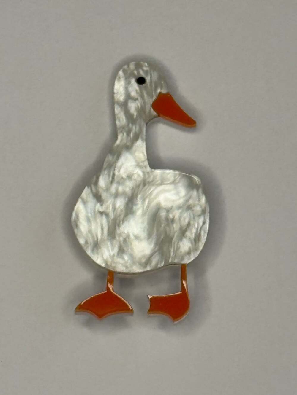 White Duck Brooch, Whimsical Acrylic Pin for Animal Lovers -